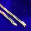 Partihandel fin bling hiphop smycken 12mm Big 925 Sterling Silver Iced Out 2 Row 5A Zircon Quality Cuban Link Chain för män