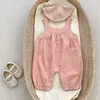 7399 Bebek Giyim Seti Sonbahar İşlemeli Bib Takım Uzun Kollu Gömlek Kayışı Pantolon Tatlı Kızlar İki Parçalı Takım. 240226
