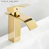 Bathroom Sink Faucets Gold/chrome/black chrome plated brass waterfall bathroom basin faucet square dressing table sink mixer cold and hot single handle Q240301