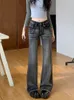 Женские джинсы Benuynffy, американские ретро, расклешенные с низкой талией, женские Y2k, уличная одежда 90-х годов, повседневная корейская мода, стираные, старые черные 2024