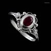 Anneaux de cluster plaqué argent rouge gemme dame bague de fiançailles classique déclaration proposition fille romantique fête de mariage bijoux cadeau de Noël