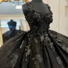 Preto Shiny Quinceanera Vestidos Apliques Tulle Biading Off the ombro Party Dress Lace Up Court Train Prom Ball vestido de baile