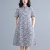 Vêtements ethniques 2024 Chinois amélioré Qipao Robe élégante Vintage Cheongsam National Fleur Imprimer A-ligne Oriental Folk Lâche