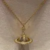 Designer's Hot Selling Saturn New Orb Full Diamond Rivet 3D Saturn Necklace Sweater Chain Fashion Versatile Necklace