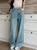 Jeans pour femmes Circyy Y2K pour femmes pantalons en denim taille haute bleu jambe large pantalon streetwear mode vintage droit 2024