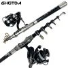 Combo Spinning Reel Fishing Rods Combo 1.8m/2.1m/1.5m/2.4m Carbon Spinning Rod and 2000/3000 Series Coil Max Drag 6Kg for Bass Pike