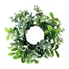 Couronne de fleurs décoratives d'eucalyptus artificielles, anneau de bougie décoratif, bougeoir rond, support de pilier Boho pour salle à manger et cuisine