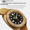 Autres montres ADDIESDIVE 2104 Hommes Bronze Cadran Noir Verre Saphir NH35 Automatique 200m Plongée Bronze Boîtier C3 Super Lumineux es Q240301
