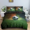 Uppsättningar 3D fotbollsbäddsuppsättningar Soccer Däcke Cover Pudowcase Comporter Bedding Set Kids Adult Single Twin Full Queen King Szie Bed Set Set