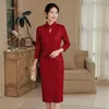 Ethnische Kleidung Chinesische Hochzeit Mutter Qipao Sexy ausgehöhlt Mandarin Kragen Vestidos Große Größe 5XL Kleid Elegante Party Cheongsam