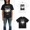 Heren T-shirts paars merk t-shirts designer polo's t-shirt shirts kleding rock zonsondergang puur katoen olieverfschilderij retro korte mouw letterdruk 240301