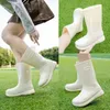 الموضة عالية الأنابيب نساء paltform Rainboots للنساء في الهواء الطلق مقاوم للماء أحذية القوارب غير القابلة للانزلاق الصيف أحذية المطر 240228