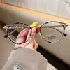 Sunglasses Trends Women Office Anti Blue Light Oversized Computer Glasses Cat Eye Female Blocking Big Size Eyeglasses Alloy Frame