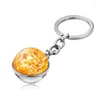 Keychains Universe Galaxy Starry Sky Time Gem Double-sided Glass Ball Keychain Key Chain