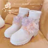 Boots In Autumn Winter Elastic Knitted Women Platform Ankle Female Crystal Flower Tassel Short Chunky Booties Shoes