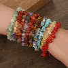 Natural Gem Stone Armband Oregelbundet Crystal Stretch Chip Beads Nuggets Armband Bangles Quartz Chakra Armband för kvinnors presentmode