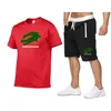 Summer Men's Fitness Fashion Leisure Spor Seti Spor Seti Seti Kısa Kollu T-Shirt Şort 2 Parçalı Set