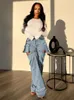 Frauen Jeans Frühling Y2k Kleidung Streetwear Loch Hosen Frauen 2024 Casual Hohe Taille Design Baggy Aushöhlen Denim Mode Hosen
