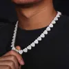 Ювелирные изделия в стиле хип-хоп, высококачественное ожерелье из стерлингового серебра VVS с муассанитом и бриллиантом Ice Out Buguette Heart, теннисная цепочка в форме сердца, ожерелье