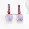 Dangle Chandelier Foris 14 couleurs mode couleur or rose boucles d'oreilles en zircon rose pour femmes cadeau bijoux fins 2106161102787 Drop Deliv Dhtak