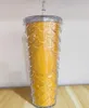 710ml ölçekli bardak plastik kahve kupa parlak elmas yıldızlı saman kupası durian fincan hediye ürünü