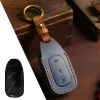 Leather Car Key Cover Case Remote Keyring Protective Bag for Leading Ideal One Li Auto L9 Fob Protector Keychain Holder