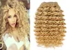 100g brasiliansk kinky curly blond färg 613 Maskin gjord remy -klipp i mänskliga hårförlängningar tjocka 7pcset brasilianska hår 4b 4c7129137