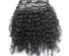 Ny ankomst Malaysia Virgin Afro Kinky Curly Hair Weft Clip in Kinky Curly Jet Black 1 Color Human Extensions2638524