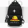 Strohoed rugzak One Piece dagrugzak Luffy Anime schooltas Cartoon Print rugzak Casual schooltas Wit Zwart dagrugzak