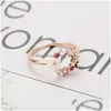 Bagues de bande Bague de mariage féminine Bijoux Papillon Fleurs True Rose Gold Lady Mix Taille 5 à 10 Drop Livraison Dhojo