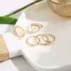 Cluster Rings 5 ​​Piece Set For Women Sweet Heart Pearl Finger Ring Charm smycken