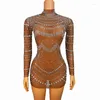 Bühne Tragen Bar Nachtclub DJ Sänger Sexy Strass Transparent Mesh Bodycon Kurzes Kleid Konzert Leistung Tanz Kostüm