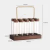 Tools 10Pcs Single Dose Coffee Bean Storage Tubes Coffee Bean Cellar with Wooden Holder Stand Airtight Sealed Glass Canister Jars