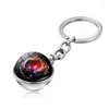 Keychains Universe Galaxy Starry Sky Time Gem Double-sided Glass Ball Keychain Key Chain