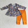 Clothing Sets Wholesale Baby Girl Halloween On Wednesdays We Eear Pink Fall Outfit Infant Bell Bottoms Pants Toddler Children Kid Clothes