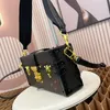 Box Bag Shoulder Underarm Hobo Chain Trunk Crossbody Bags Rivet Old flower Genuine Leather Handbag Purse Shopping Women Men Handbags S lock Detachable strap