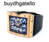 RicharsMill Watch Top Clone Swiss Mechanical Movement RM016 ultra-thin mens 50mm 18K rose gold frame dial rubber strap