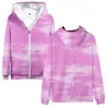 Hoodies masculinos tie dye zíper 3d unisex moda manga longa moletom com capuz casual streetwear zip up roupas