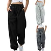 Kvinnor Pants High Street Elastic midja Botten Sweatpants Female Baggy Joggers last Spring Solid Cotton Sports Trousers Y2K