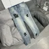 5A Designer-Jeans für Herren-Jeans, Wanderhose, zerrissen, Hip-Hop, High-Street-Modemarke, Pantalones Vaqueros Para Hombre, Motorrad-Stickerei, eng anliegend, A1