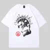 Men's HELLSTAR Hip Hop Muscle Loose Curve Hem White Cotton Customized Print Men's and Women's T-shirt Casual Quantity Trend Plus Size S-4XL