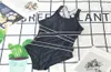 Mulheres Preto Onepiece Swimwear Pad Bikini Set Push Up Alça de Ombro Com Letras Maiô Maiô Natação Suit1844987
