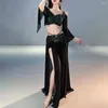 Scene Wear Belly Dance Top kjol Set Halloween outfit öva kläder sexiga kvinnor lång kostym prestation orientalisk dräkt