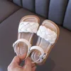 Toddler Shoes Girl Summer Braided Vacation Square Toe Cute Children Sandals Beige Yellow 21-36 Pu Leather Fashion Kids Sliders 240219