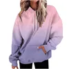 Kvinnors hoodies långärmad hoodie vinter lös gradient färg huva fall mjuk varm stil mellanslängd tröja