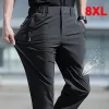 Pants Été Cool pantalon hommes glace soie pantalon Stretch respirant jambe droite pantalon Plus Szie 8XL séchage rapide taille élastique pantalon mince