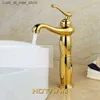 Bathroom Sink Faucets Bathroom high basin faucet gold brass mixer solid copper luxury European style faucet torneiras para banheiro crane YT-5062 Q240301
