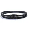 Bracelets de charme 202Minimaliste Hommes Bracelet Double Couche Quille Corde Tressée Braslet En Acier Inoxydable Boucle Magnétique Bijoux De Mode Dr Dhqas