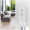 Sensore Luci Spina Er Pir Lampada di sicurezza di movimento Presa elettrica Piastra a muro con luce notturna a LED per corridoio Camera da letto Bagno Corridoio Ba Dhoe3