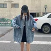 Kvinnorjackor jackor plus storlek Jean Women Spring Autumn Lapel Long Sleeve Korean Denim Woman Big Pocket Coat 240301